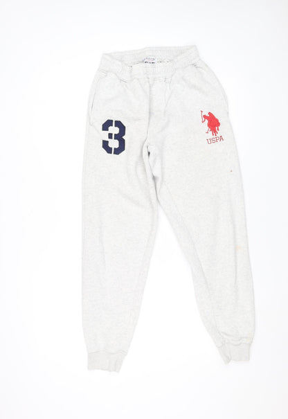 U.S. Polo Assn Men's Grey Sweatpants M Elastic Waist Jogger Fleece