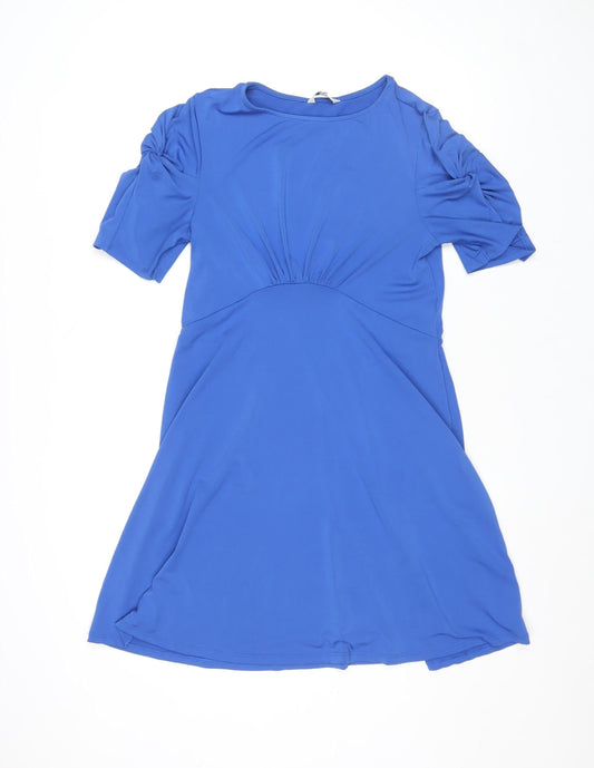 Next Women's Blue Fit & Flare Short Sleeve Dress Size 12