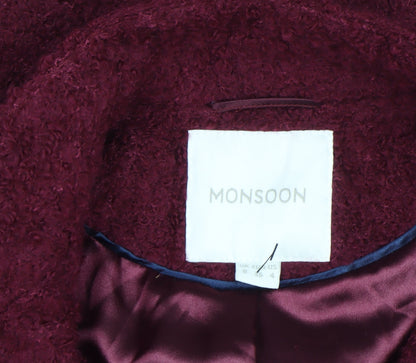 Womens UK Size 8 Monsoon Red Overcoat