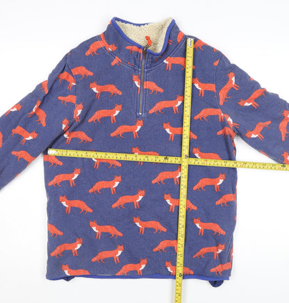 Mini Boden Girls Blue Fox Print Fleece Lined 1/4 Zip Jumper 13-14 Years
