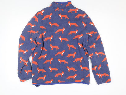 Mini Boden Girls Blue Fox Print Fleece Lined 1/4 Zip Jumper 13-14 Years