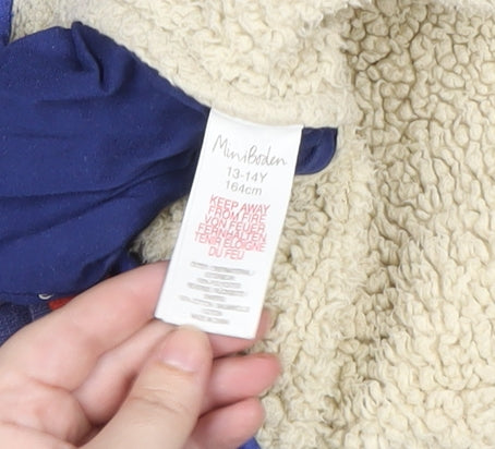 Mini Boden Girls Blue Fox Print Fleece Lined 1/4 Zip Jumper 13-14 Years