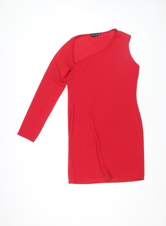 PrettyLittleThing Women’s Red One Shoulder Bodycon Dress Size 14