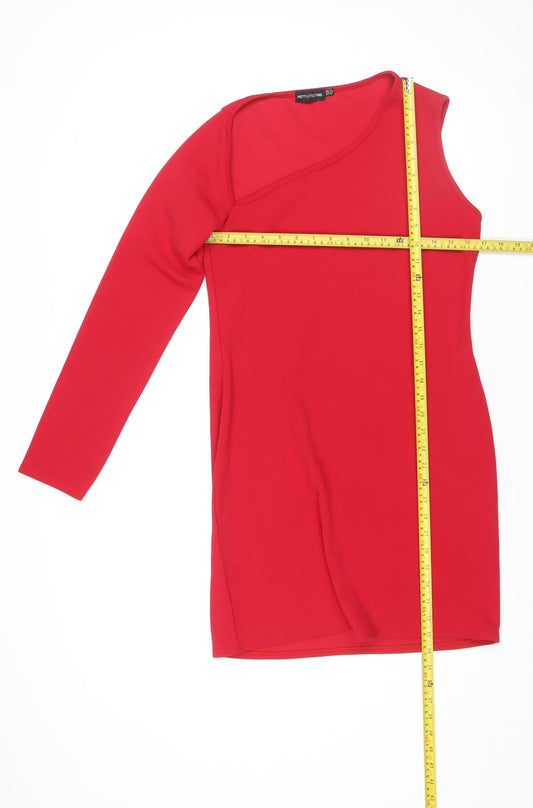 PrettyLittleThing Women’s Red One Shoulder Bodycon Dress Size 14
