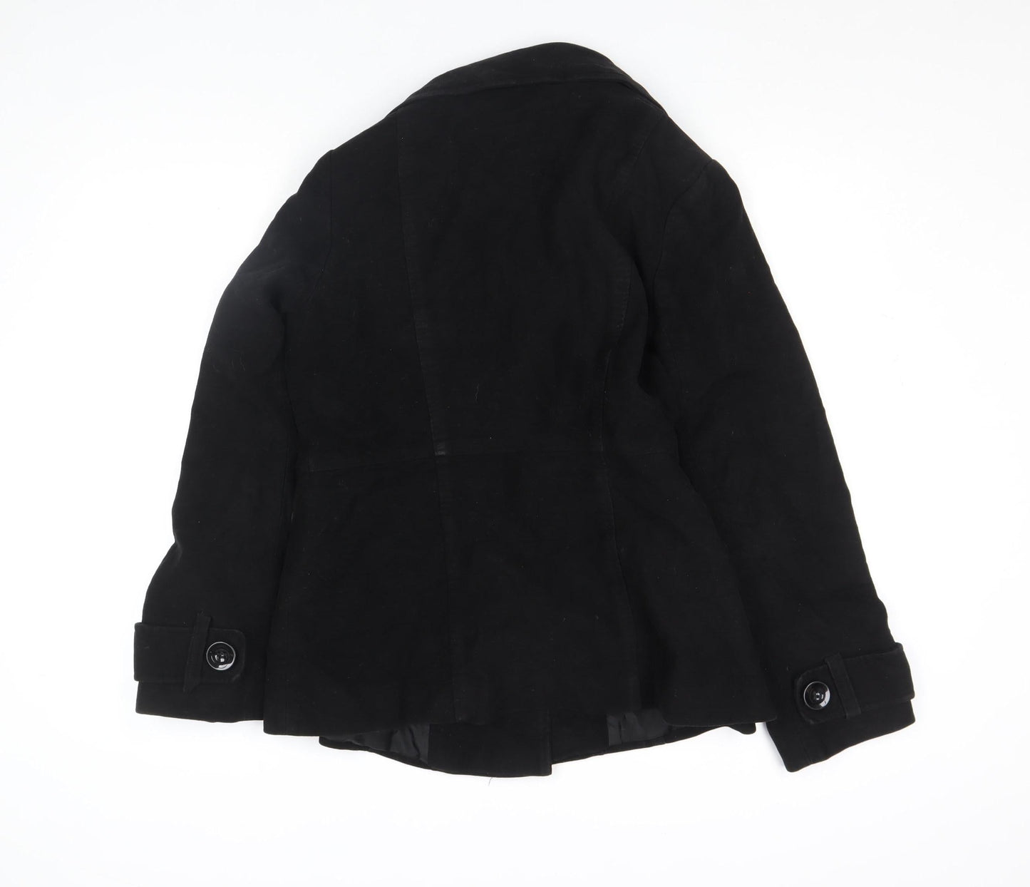 George Women's Black Pea Coat UK 14 Wool Blend Double Breasted