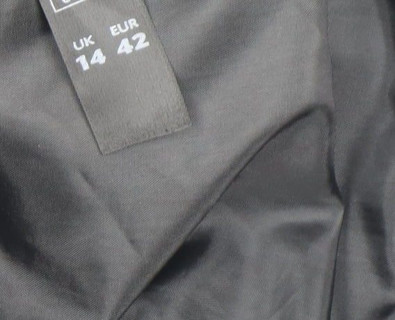 George Women's Black Pea Coat UK 14 Wool Blend Double Breasted