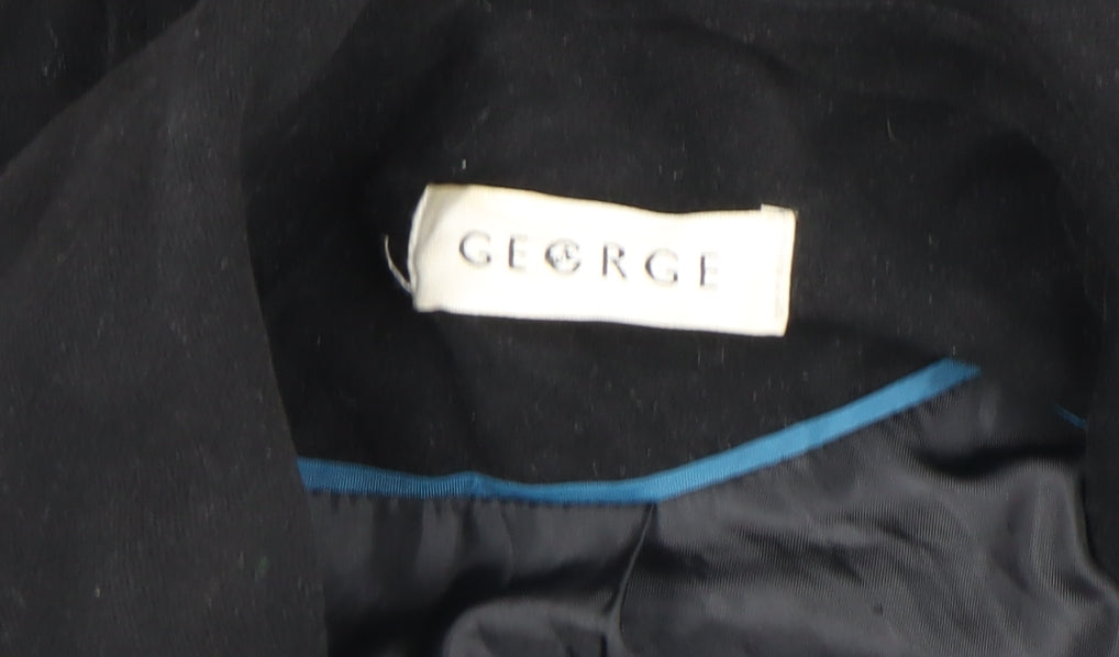 George Women's Black Pea Coat UK 14 Wool Blend Double Breasted