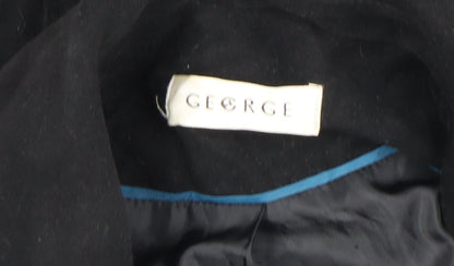 George Women's Black Pea Coat UK 14 Wool Blend Double Breasted