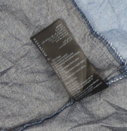 Oasis Women Blue Chambray Fit & Flare Collared Dress Size 10