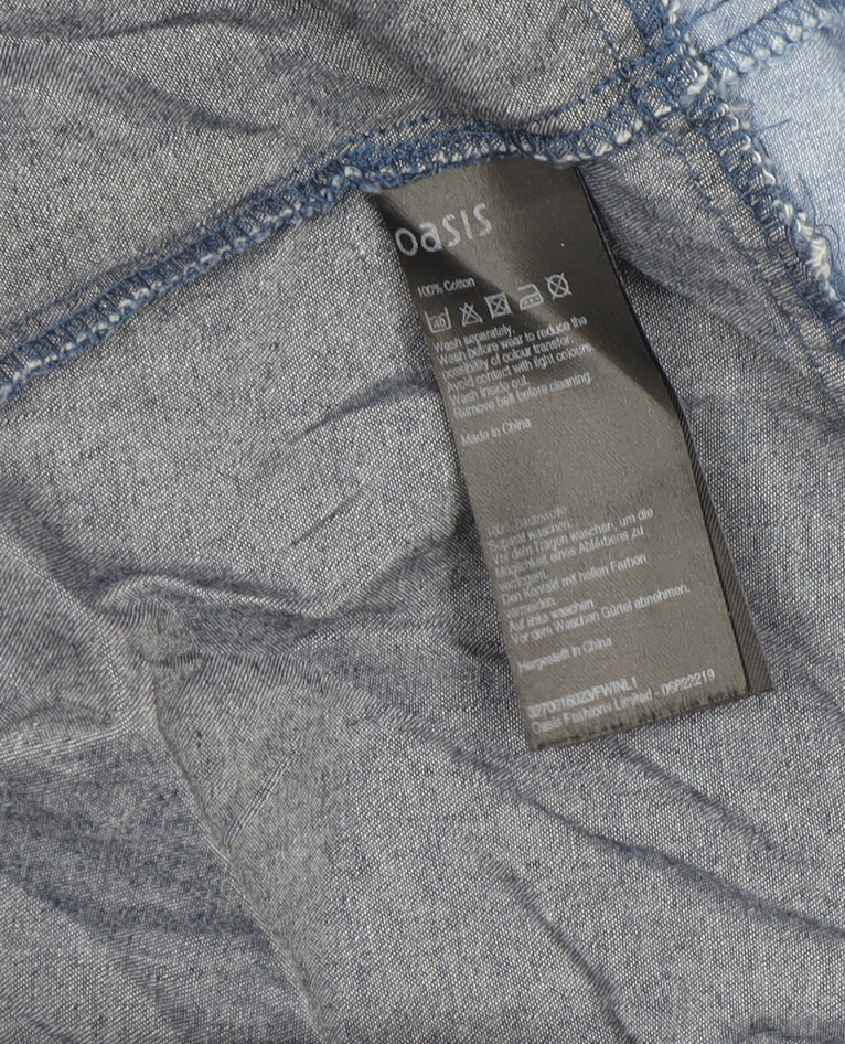 Oasis Women Blue Chambray Fit & Flare Collared Dress Size 10