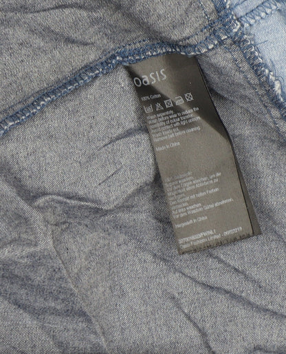 Oasis Women Blue Chambray Fit & Flare Collared Dress Size 10