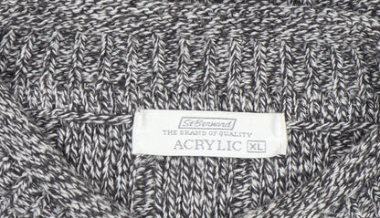 St Bernard Men Grey XL Acrylic Cable-Knit Mock Neck Jumper
