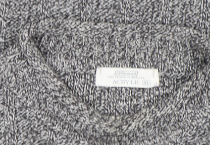 St Bernard Men Grey XL Acrylic Cable-Knit Mock Neck Jumper