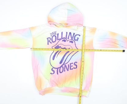 H&M Women’s Multicoloured Rolling Stones Tie Dye Pullover Hoodie Size 14Y