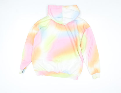 H&M Women’s Multicoloured Rolling Stones Tie Dye Pullover Hoodie Size 14Y