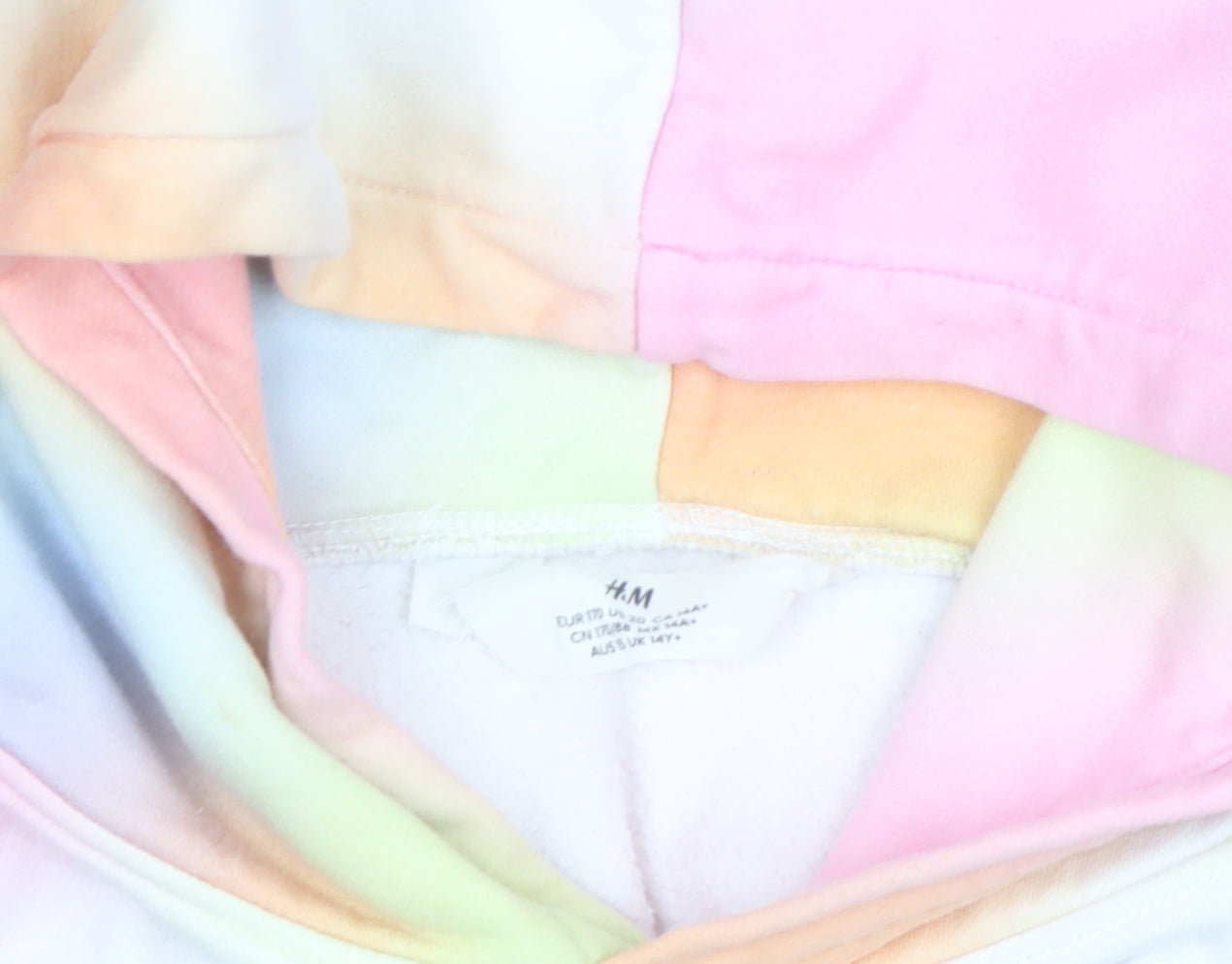 H&M Women’s Multicoloured Rolling Stones Tie Dye Pullover Hoodie Size 14Y