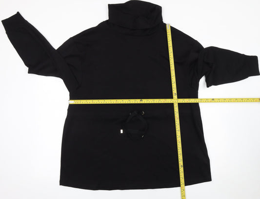 F&F Women’s Black Drawstring Cowl Neck Long Sleeve Pullover Sweatshirt UK 14