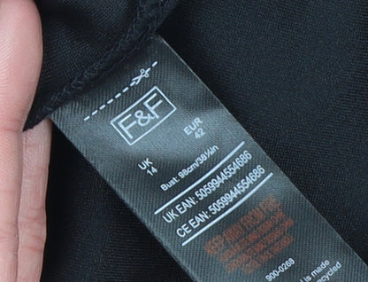 Womens UK Size 14 F&F Black Pullover Sweatshirt