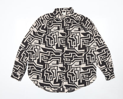 Womens UK Size 14 H&M Black Basic Button-Up