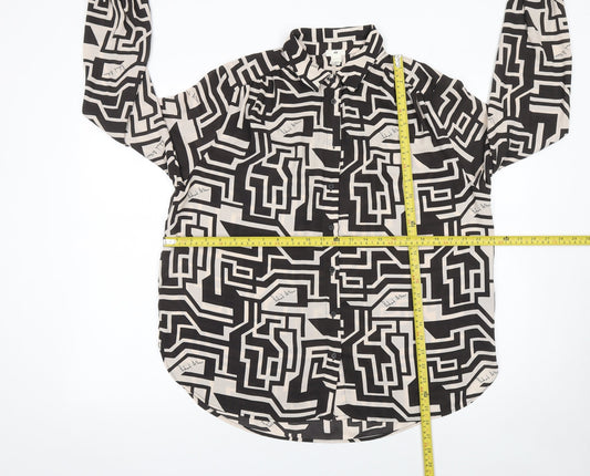 Womens UK Size 14 H&M Black Basic Button-Up
