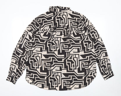 Womens UK Size 14 H&M Black Basic Button-Up