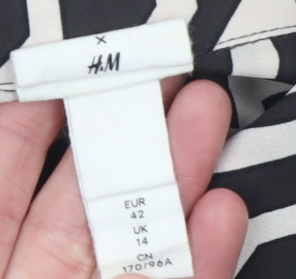 Womens UK Size 14 H&M Black Basic Button-Up