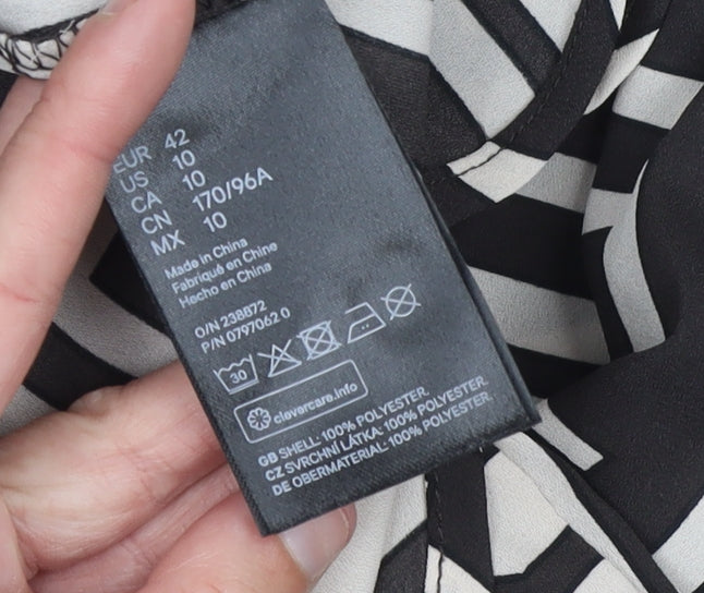 Womens UK Size 14 H&M Black Basic Button-Up