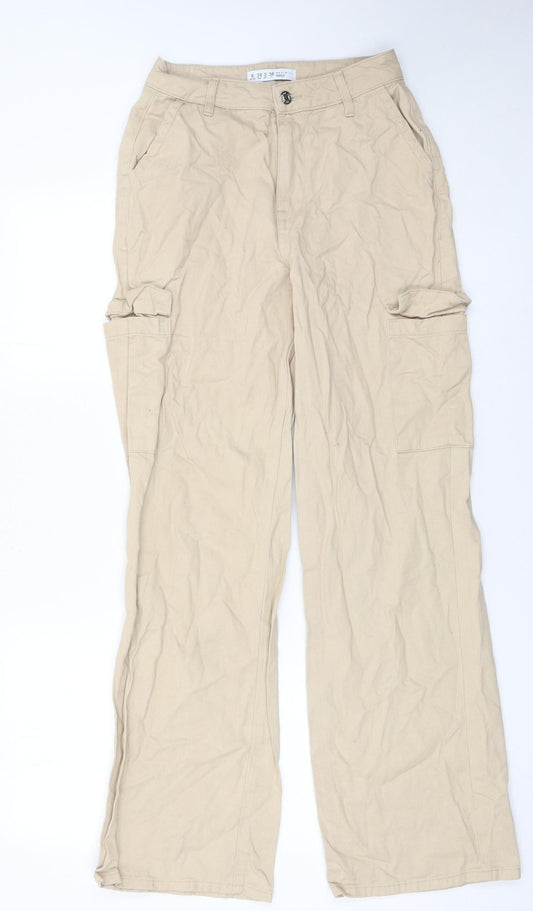 Denim Co Women Beige Cargo Trousers Size 6 Cotton Casual