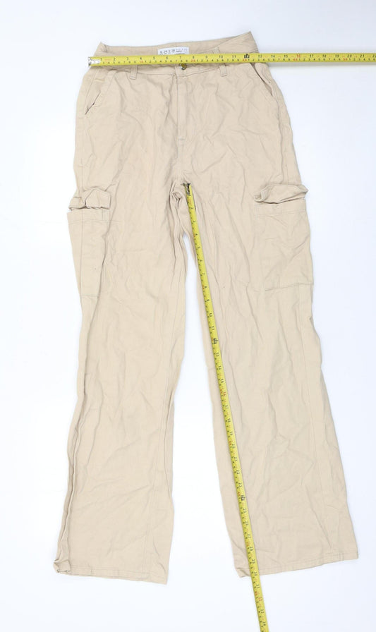 Denim Co Women Beige Cargo Trousers Size 6 Cotton Casual