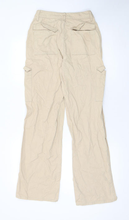Denim Co Women Beige Cargo Trousers Size 6 Cotton Casual