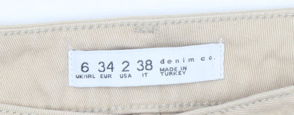 Denim Co Women Beige Cargo Trousers Size 6 Cotton Casual