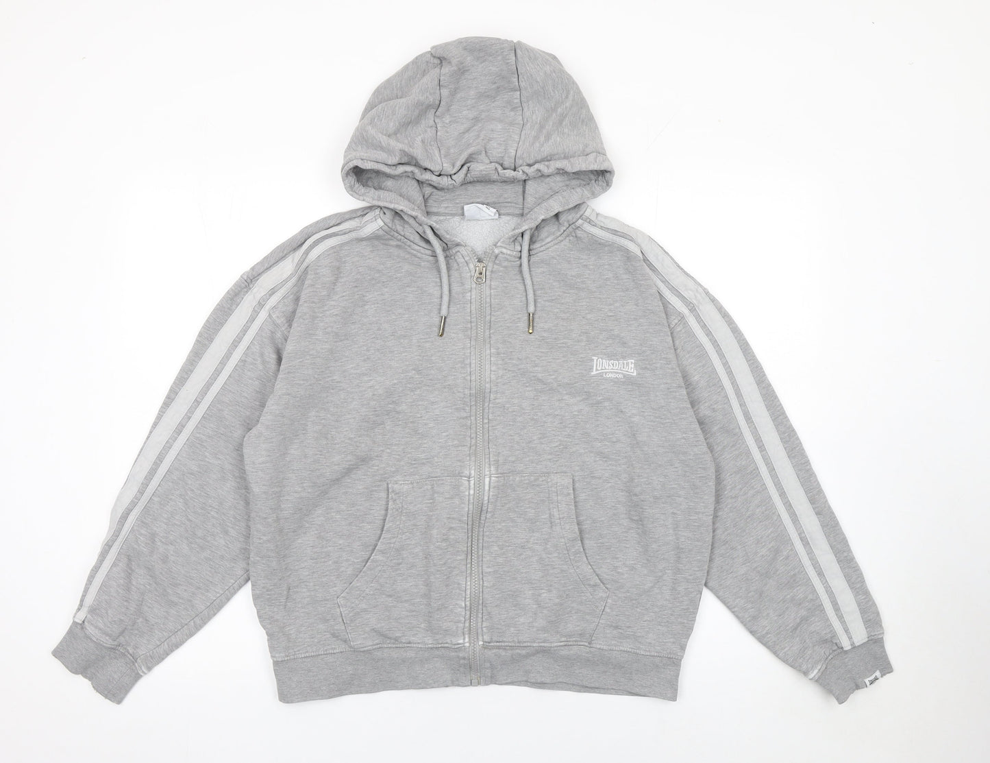 Lonsdale Women’s Grey Full Zip Hoodie Size 12 Cotton Blend