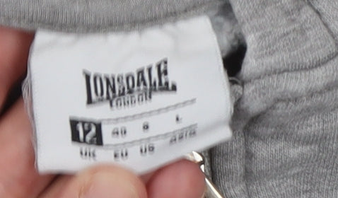 Lonsdale Women’s Grey Full Zip Hoodie Size 12 Cotton Blend
