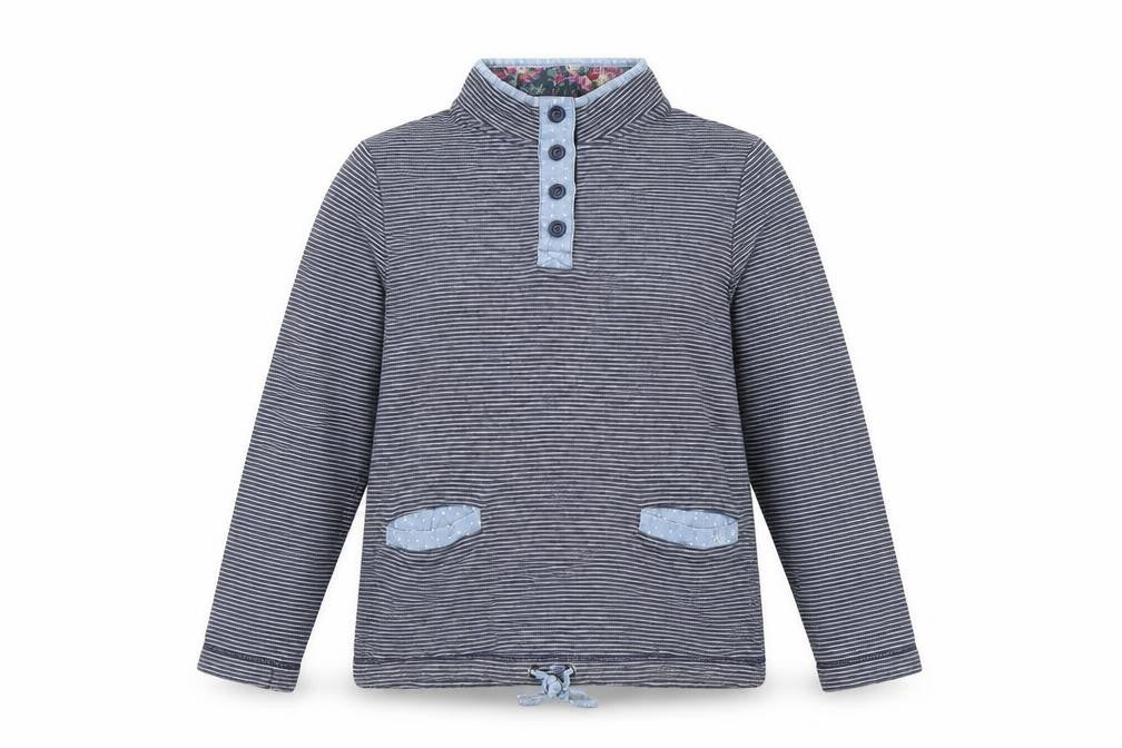 Womens UK Size L Marks and Spencer Blue Henley Sweatshirt