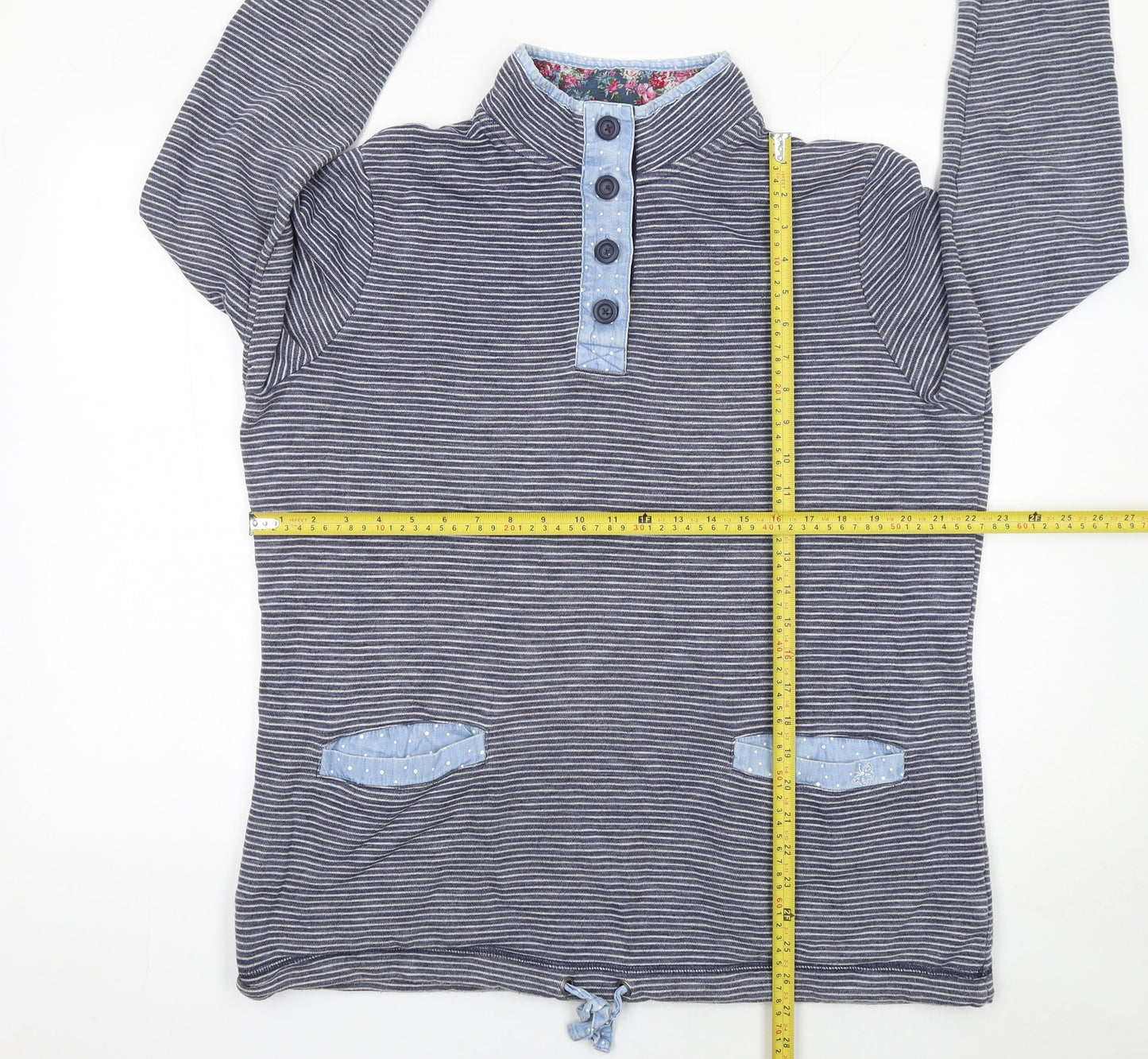 Womens UK Size L Marks and Spencer Blue Henley Sweatshirt