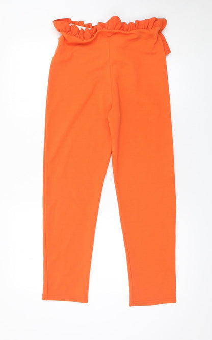 Womens UK Size 12 PRETTYLITTLETHING Regular Fit Paperbag Orange Trousers