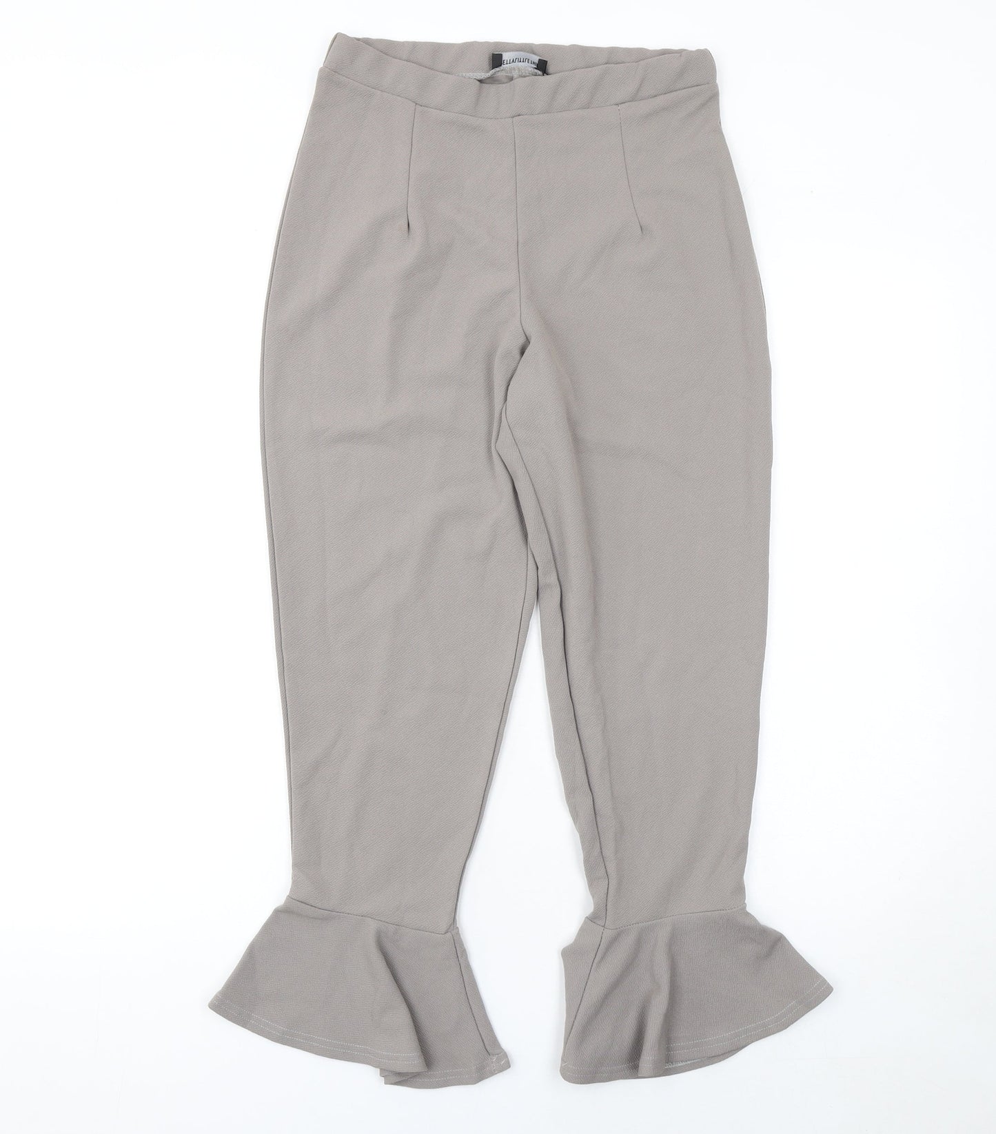 Womens UK Size 12 PRETTYLITTLETHING Slim Fit Cropped Beige Trousers