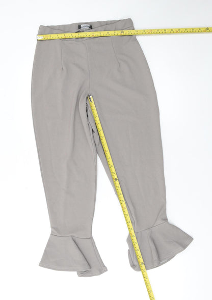 Womens UK Size 12 PRETTYLITTLETHING Slim Fit Cropped Beige Trousers