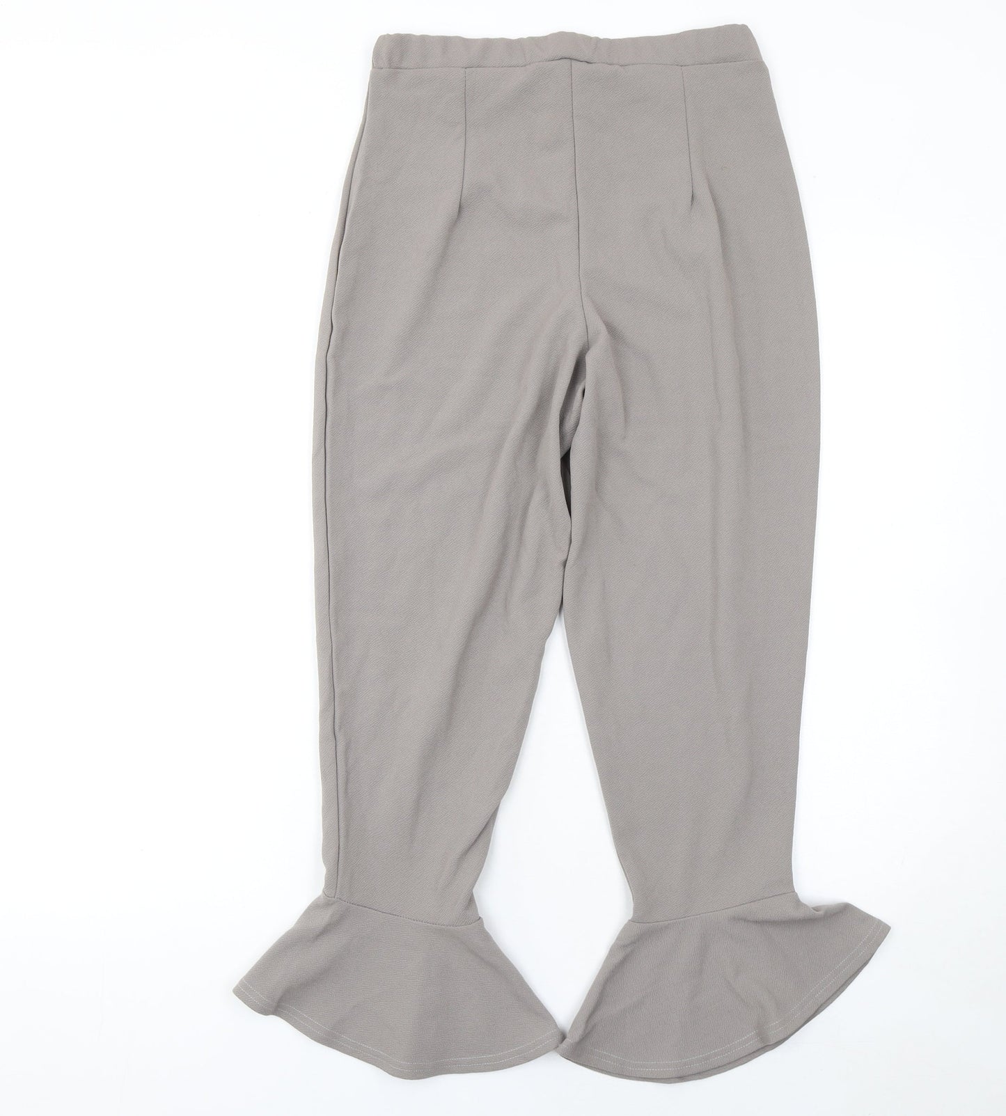 Womens UK Size 12 PRETTYLITTLETHING Slim Fit Cropped Beige Trousers