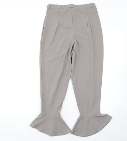 Womens UK Size 12 PRETTYLITTLETHING Slim Fit Cropped Beige Trousers