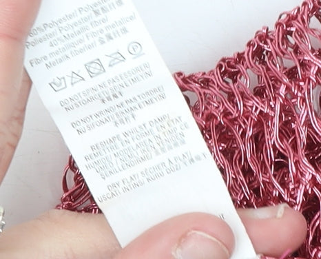 Missguided Women’s Pink Crochet Metallic Cropped Flared Sleeve Blouse UK 10