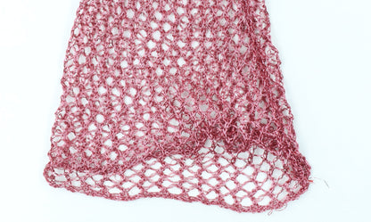 Missguided Women’s Pink Crochet Metallic Cropped Flared Sleeve Blouse UK 10