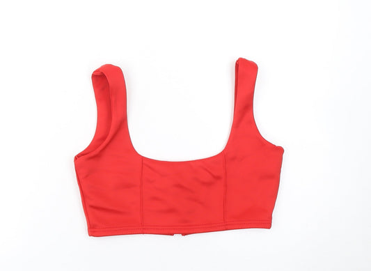 Pretty Little Thing Women's Red Cropped Zip Tank Top Size 10