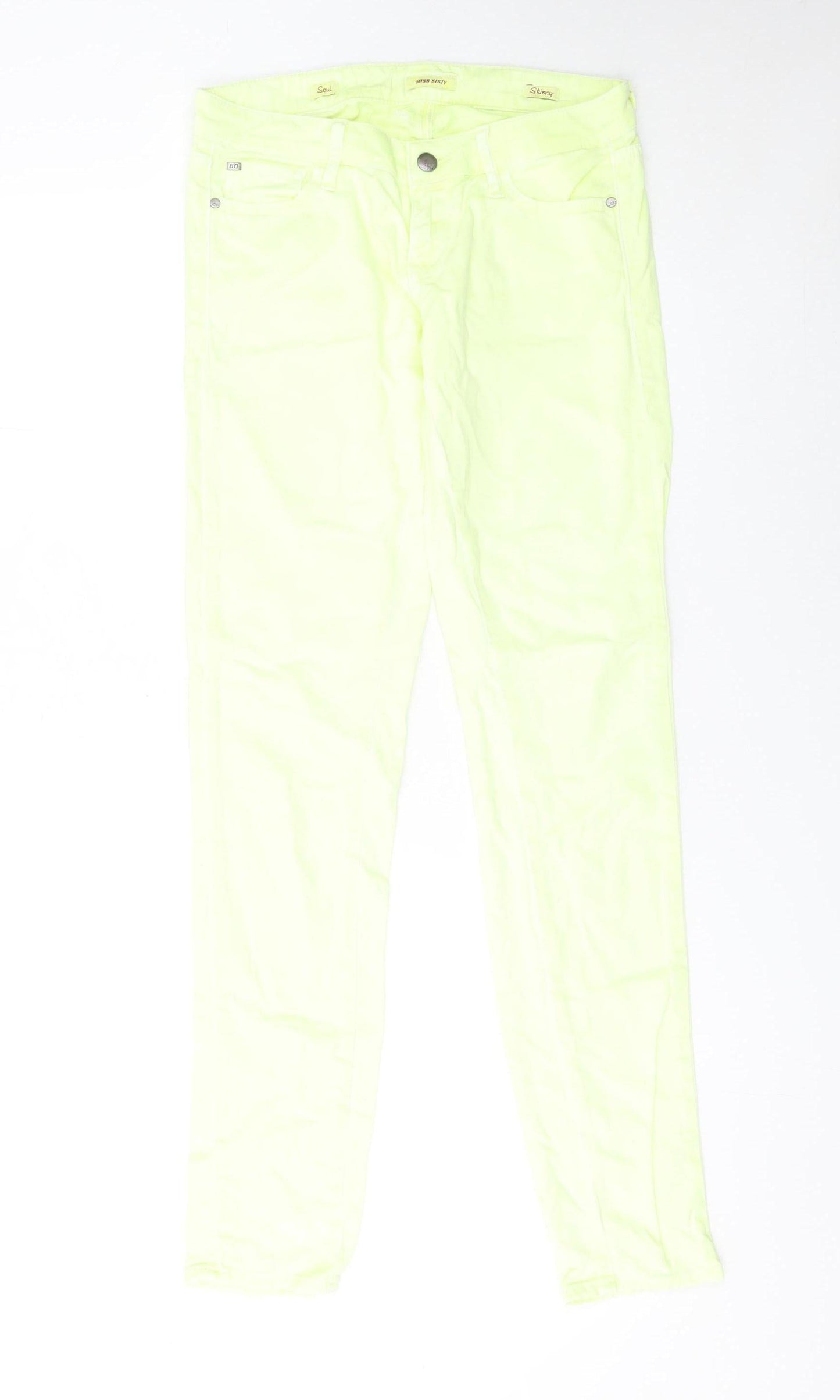 Womens UK Size 28 Miss Sixty Slim Fit Skinny Yellow Jeans