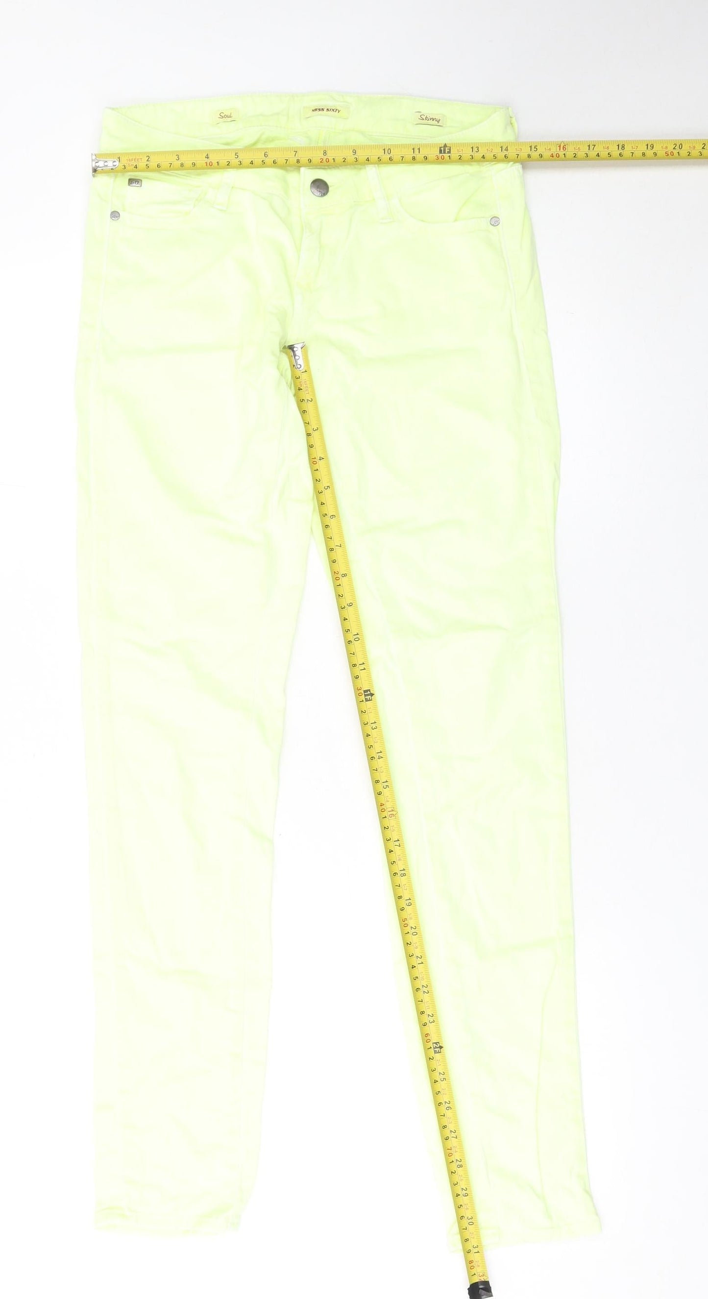 Womens UK Size 28 Miss Sixty Slim Fit Skinny Yellow Jeans