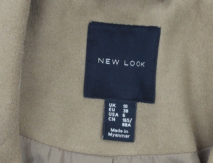 New Look Women Beige Long Overcoat Size 10 Classic Lined