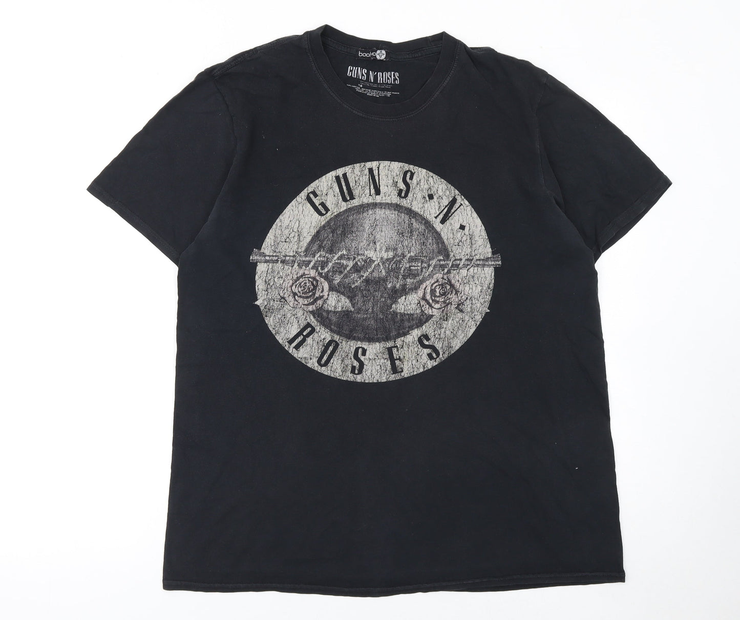 Boohoo Womens Black Guns N' Roses Band T-Shirt Size 18