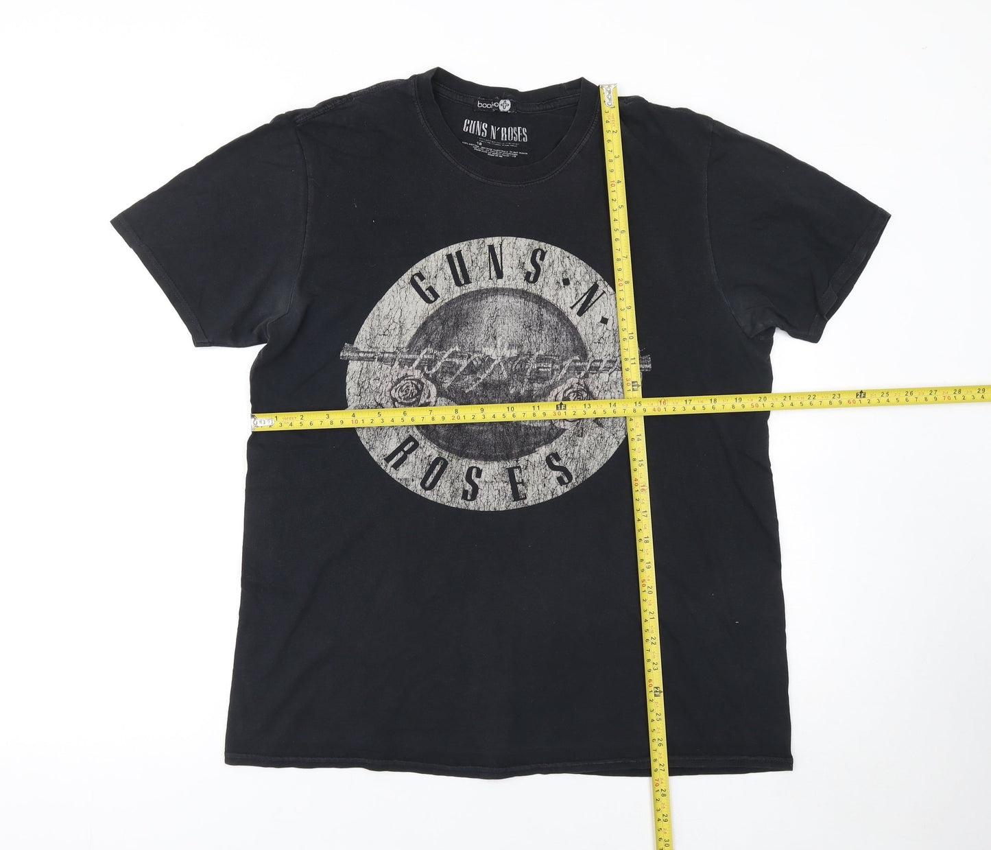 Boohoo Womens Black Guns N' Roses Band T-Shirt Size 18