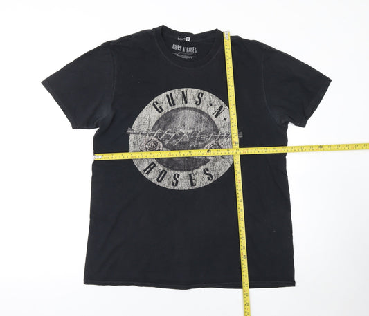 Boohoo Womens Black Guns N' Roses Band T-Shirt Size 18