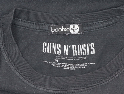 Boohoo Womens Black Guns N' Roses Band T-Shirt Size 18